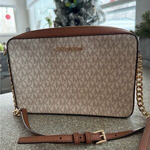 Michael Kors Signature Brown and Tan Crossbody Bag